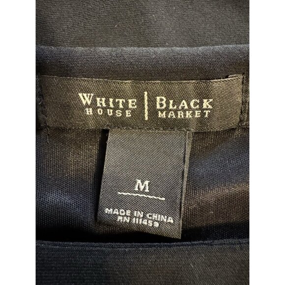 WHBM Dress M Stretch Black Gold Silver Studded Short Sleeve Washable - Picture 9 of 10